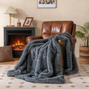 740GSM Soft Plush Fuzzy Luxury Faux Wolf Fur Blanket for Sofa-Gray by LJGDeals
