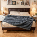 740GSM Soft Plush Fuzzy Luxury Faux Wolf Fur Blanket for Sofa-Gray by LJGDeals