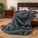 740GSM Soft Plush Fuzzy Luxury Faux Wolf Fur Blanket for Sofa-Gray by LJGDeals