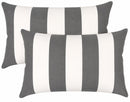 2 Pack Outdoor Lumbar Pillow Covers - Gray/White Striped