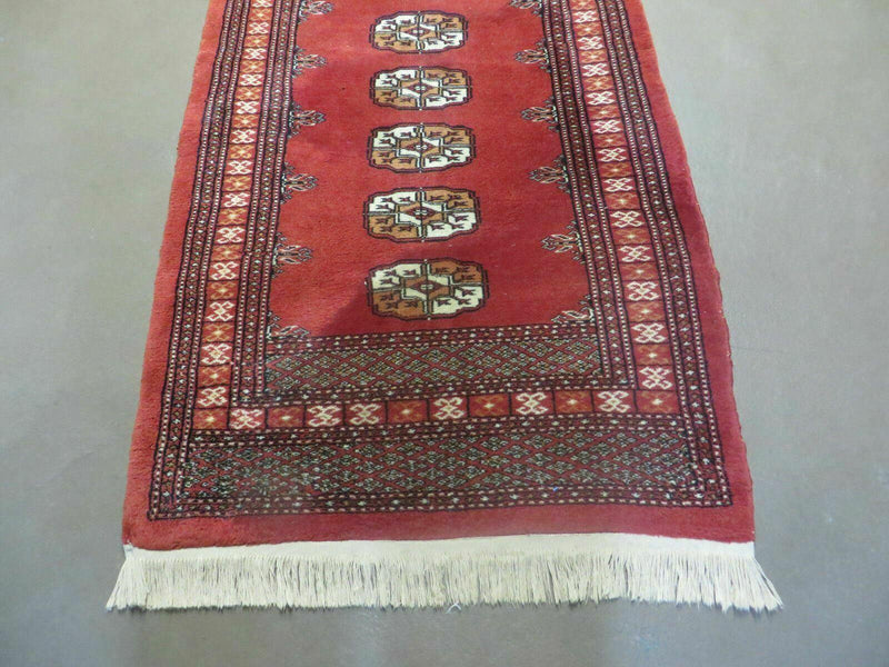 2' 8" X 10' Vintage Handmade Bokhara Turkoman Pakistani Wool Runner Rug Nice