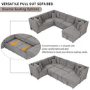 U-Shaped Sectional Sofa Pull Out Sofa Bed With Two USB Ports, Two Power Sockets, Three Back Pillows And A Storage Chaise For Living Room by Unique Piece Furniture