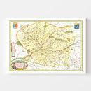 Vintage Map of Anjou, France 1665