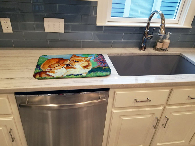 Corgi Momma's Love Dish Drying Mat – Absorbent, Artistic Kitchen Essentials 7412DDM