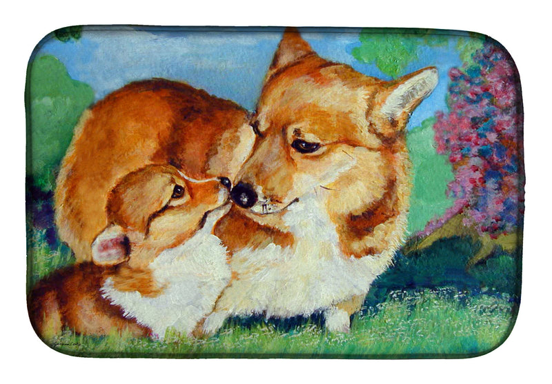 Corgi Momma's Love Dish Drying Mat – Absorbent, Artistic Kitchen Essentials 7412DDM