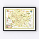 Vintage Map of Anjou, France 1665