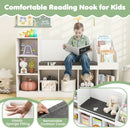 Kids Bookcase with Reading Nook 3-in-1 Standing Toy Organizer-White by LJGDeals