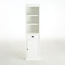 Retro Style 75'' Tall Display Shelf With Cabinet For Hallways Living Room Kitchen - White by HouseOfZazla