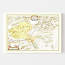 Vintage Map of Haut-Rhin, Switzerland 1665