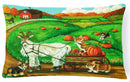 Corgi Pumpkin Ride with Goat Decorative Throw Pillow 12x16 Indoor Outdoor Accent Cushion, Fabric Cover with Insert for Sofa, Bed, Porch & Living Room