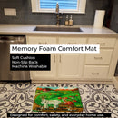 Corgi Pumpkin Ride with Goat Memory Foam Kitchen Mat Machine Washable Anti-Fatigue Cushion Comfort Bath or Kitchen Rug
