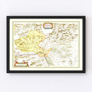 Vintage Map of Haut-Rhin, Switzerland 1665