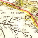 Vintage Map of Aargau & Zurich Switzerland 1665