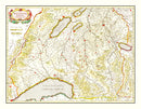 Vintage Map of Western Switzerland 1665