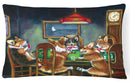 Corgi Playing Poker Decorative Throw Pillow 12x16 Indoor Outdoor Accent Cushion, Fabric Cover with Insert for Sofa, Bed, Porch & Living Room