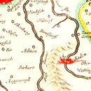 Vintage Map of Zurich Area of Switzerland 1665