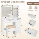 Vanity Set with Mirror and 3 Lighting Modes and Adjustable Brightness-White by LJGDeals