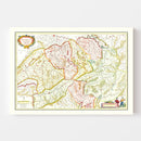 Vintage Map of Switzerland 1665