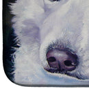 Great Pyrenees Contemplation Dish Drying Mat Absorbent Dish Drying Mat Pad for Kitchen Counter Dish Drainer Mat for Countertop, 14 x 21", Multicolor