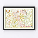 Vintage Map of Switzerland 1665