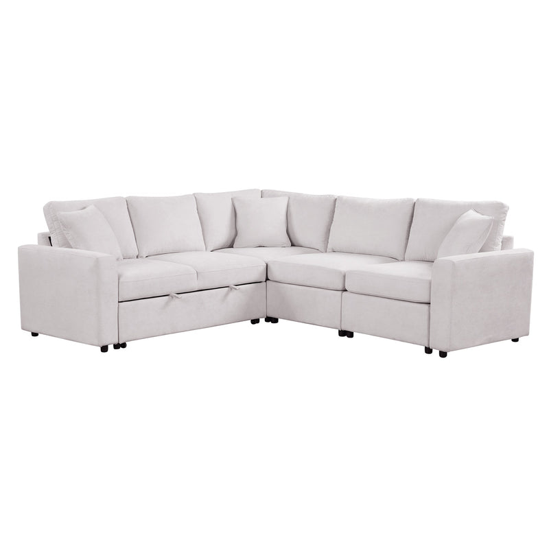 4-Seat L-shaped Modular Sofa with Thick Backrest and Seat Cushions, Suitable for Living Rooms, Offices