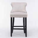 Contemporary Upholstered Wing-Back Barstools With Button Tufted Decoration And Wooden Legs, And Nailhead Trim, Leisure Style Bar Chairs, Bar Stools (Set of 2) by HouseOfZazla