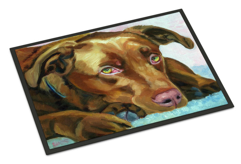 Chocolate Labrador Waiting Indoor or Outdoor Mat 18x27 7420MAT