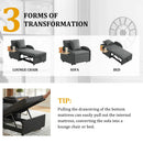 Sleeper Sofa Chair Bed, 3-In-1 Convertible with Adjustable Backrest & Foldable Table by HouseOfZazla