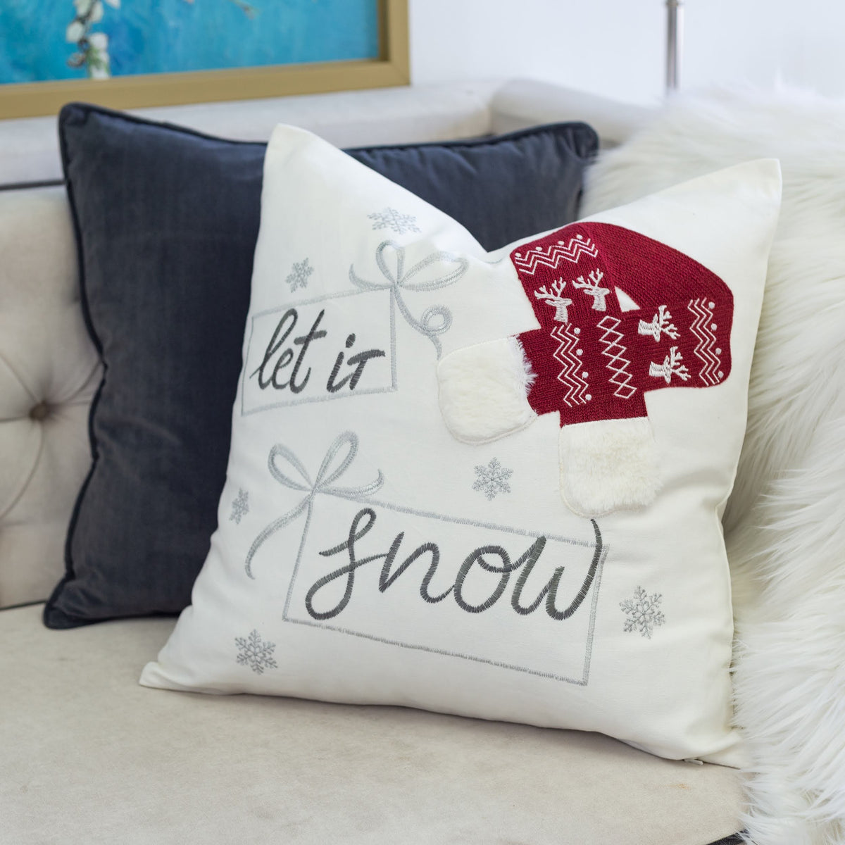 Let It Snow Christmas Throw Pillow, photo 10 of 10