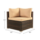 7 Piece Outdoor PE Wicker Furniture Set, Patio Black Rattan Sectional Sofa Couch with Washable Cushions