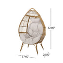 Basket Chair with Teardrop Shape and Water-Resistant Cushion - Natural
