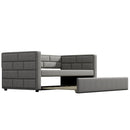 Upholstered Twin Size Daybed With Trundle, Padded Back And Sides - Gray by HouseOfZazla