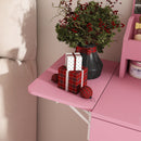 Vanity Desk With LED Mirror Lights And Power Outlet Charging Station, 3 Drawers, 7 Shelves, Storage Stool - Pink by HouseOfZazla