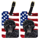 USA American Flag with Affenpinscher Luggage Tag