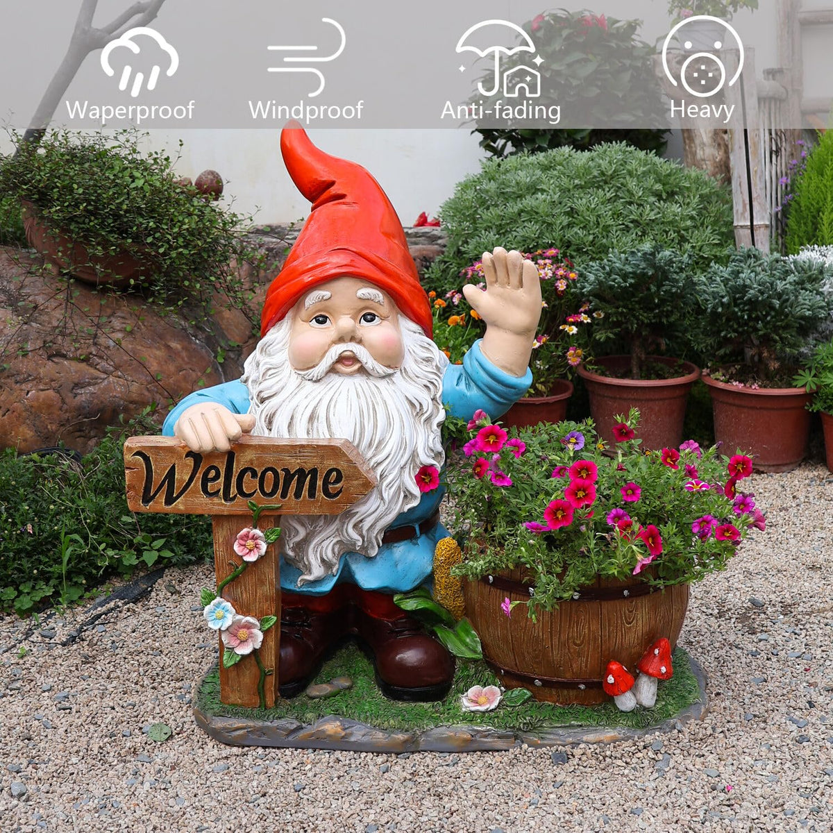 Outdoor Garden Gnome Flower Pot Planter, photo 10 of 10