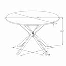 47.24" Modern Cross Leg Round Dining Table, White Marble Top Occasional Table, Two Piece Removable Top, Matte Finish Iron Legs