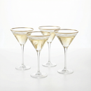 The Wine Savant Gold Rim Glasses 10 oz, Set of 4 Gold Rim Classic Manhattan Glasses