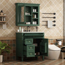 Bathroom Vanity With Medicine Cabinet, Royal Mirror Cabinet, Modern Bathroom Storage Cabinet With 2 Soft Closing Doors And 4 Drawers by Unique Piece Furniture