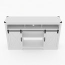 Farmhouse TV Stand With Sliding Barn Doors & Adjustable Storage