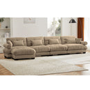 Modern Sectional Sofa With Ottoman, Round Bolster Armrests, Waist And Throw Pillows by HouseOfZazla