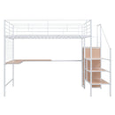 Loft Bed With Desk And Grid, Stylish Frame With Lateral Storage Ladder And Wardrobe by HouseOfZazla