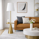 Celestial - Modern Floor Lamp With Accent Table With Large Shade - Gold / White by HouseOfZazla