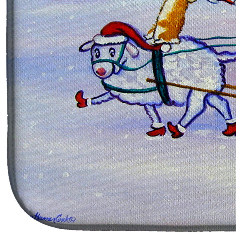 Corgi Highhacked Santa Claus Sleigh Dish Drying Mat 7442DDM