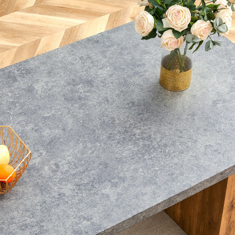 Table and chair set.Cozy Modern MDF Dining Set -67'x35.4' with 4 Gray  Artificial Leather Chairs With Curved Widened Cushion Design.Suitable for restaurants, kitchens, dining rooms,etc.