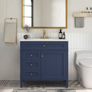 Bathroom Vanity With Top Sink, Modern Bathroom Storage Cabinet, 2 Drawers And A Tip-Out Drawer, Single Sink Bathroom Vanity - Blue by HouseOfZazla