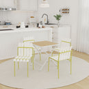4 Piece Set Of Modern Color Block Designed Single Chairs With Folding Square Table