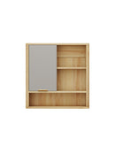 Natural Wood Finish Wall Mounted Mirror Cabinet