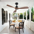 48" Ceiling Fan Without Light, 3 Solid Wood Blades Outdoor Ceiling Fan 6 - Speed Reversible DC Motor For Living Room - Black by Unique Piece Furniture