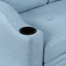 80.3" Pull Out Sofa Bed Modern Padded Upholstered Sofa Bed, Linen Fabric 3 Seater Couch with Storage Chaise and Cup Holder, Small Couch for Small Spaces