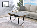Landon - Coffee Table With Glass Marble Texture Top And Bent Wood Design by HouseOfZazla